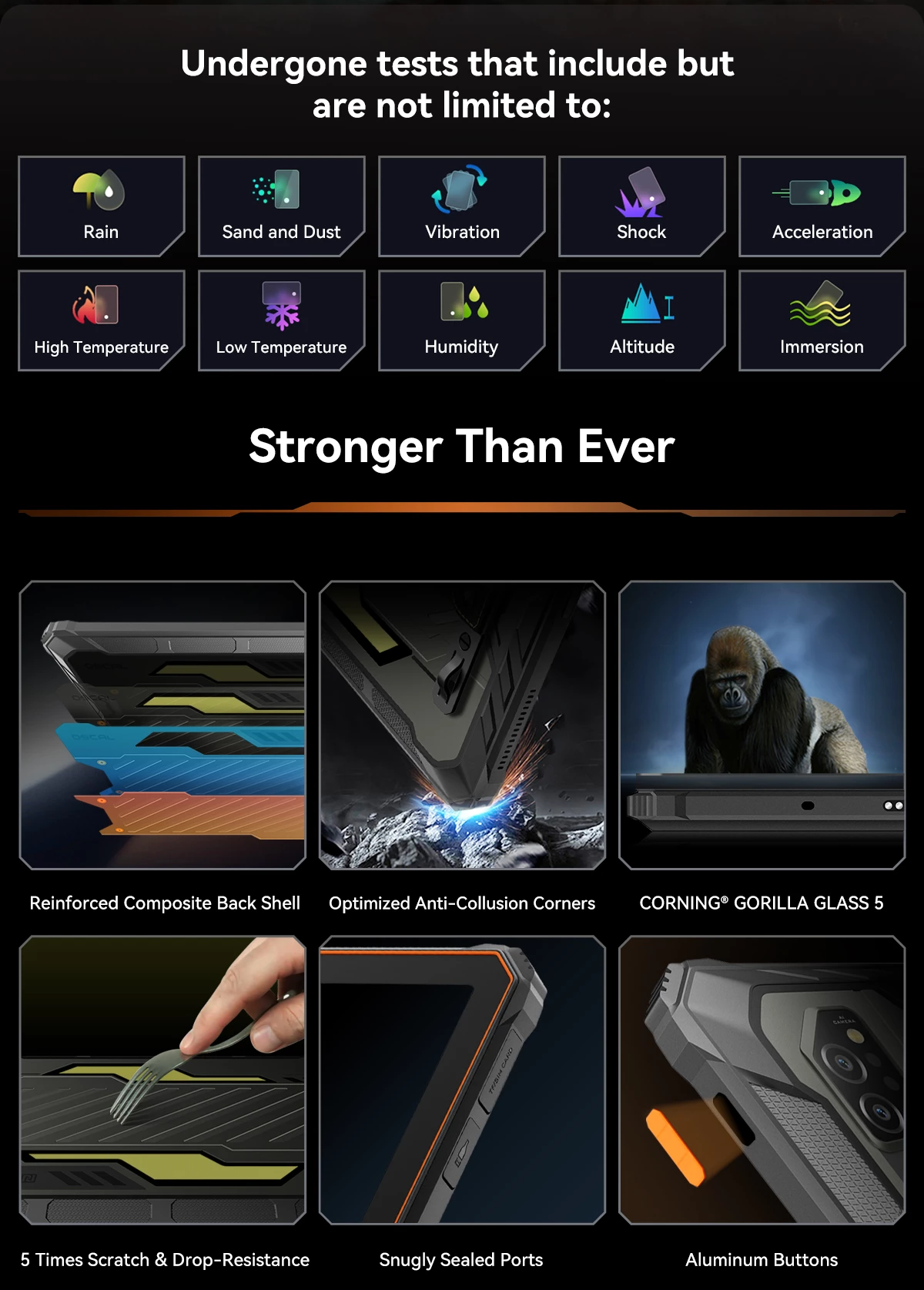 tablet robust Oscal Spider 10 11\" 8GB+256GB 20000mAh IP68/IP69K Android 15, e zezë