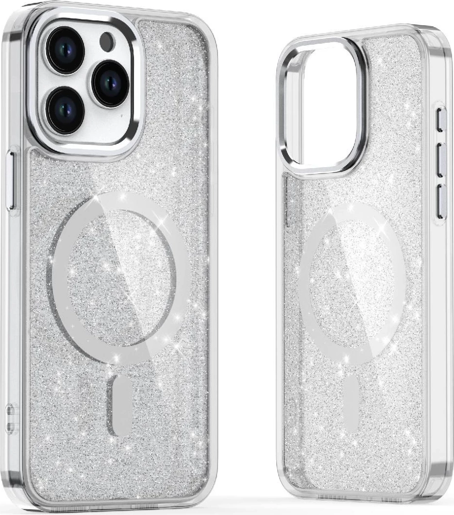 Mbështjellës Hurtel Glitter Case me MagSafe për Samsung Galaxy A16 5G, Bardhë