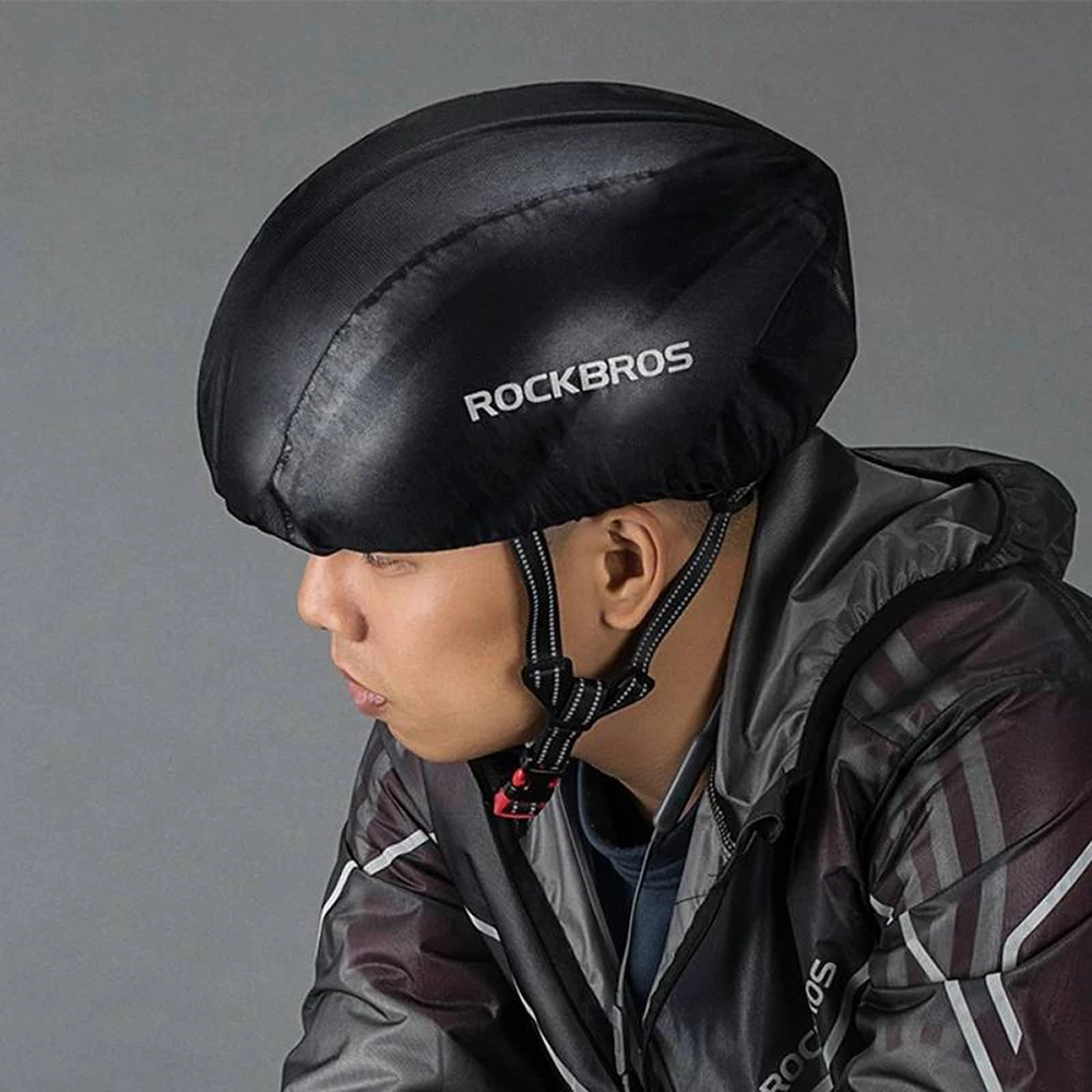 Mbulesë shiu për helmetë biçiklete, Rockbros 20001BK, material i papërshkueshëm nga uji, e lehtë, e zezë