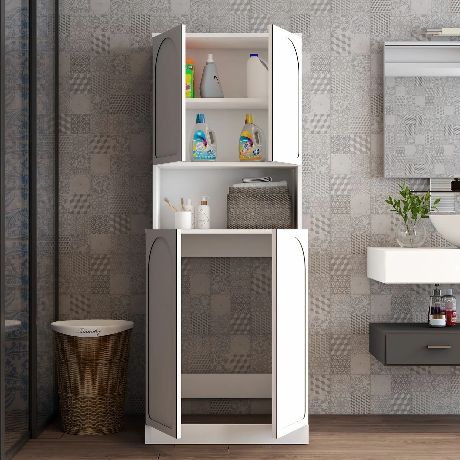 Dollap për lavatriçe, ngjyrë e bardhë, Skye Decor Lyon 73