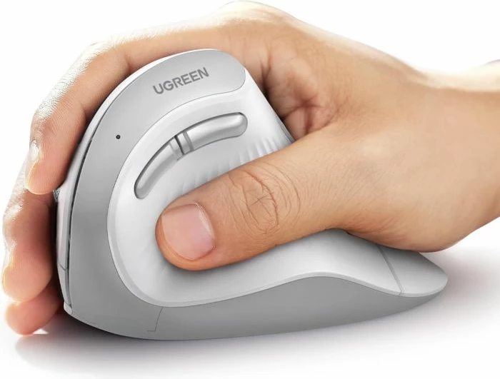 Maus vertikal ergonomik wireless UGREEN 45759, Bluetooth/2.4GHz, 4000 DPI, i bardhë