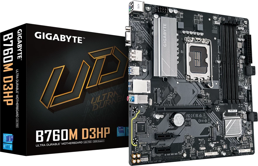 Pllakë amë Gigabyte B760M D3HP, LGA1700, DDR5, mATX, 2x M.2 PCIe 4.0, GbE LAN, Retail