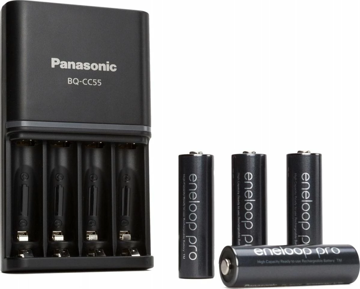 Karikues baterish Ni-MH Panasonic Eneloop BQ-CC55 (K-KJ55HCD40E) + 4x AA Eneloop Pro 2500mAh