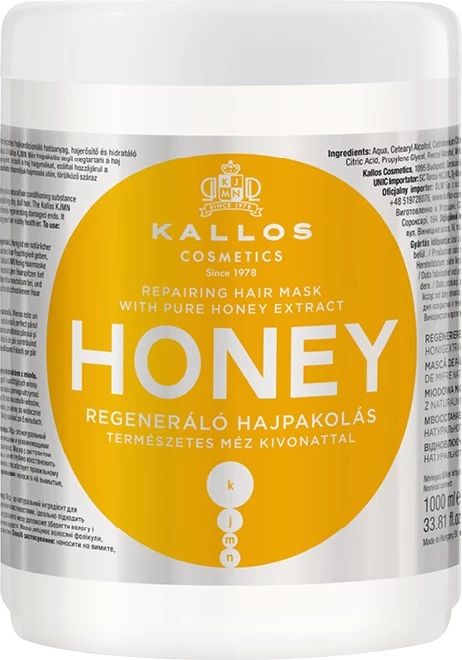 Maskë për flokë Kallos Honey Repairing për femra 1000ml