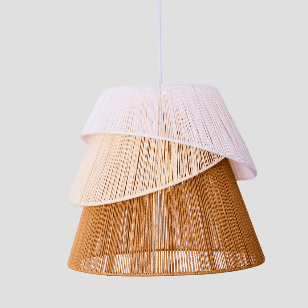 Llambë tavani SORREL, litar, letër, 36x34cm, e bardhë, bezhë, kafe