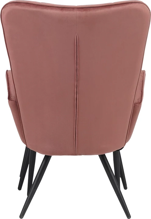 Fotel me stol Dorita, kadife ngjyrë mollë e kalbur, këmbë metalike të zeza, 68.5x76x103cm