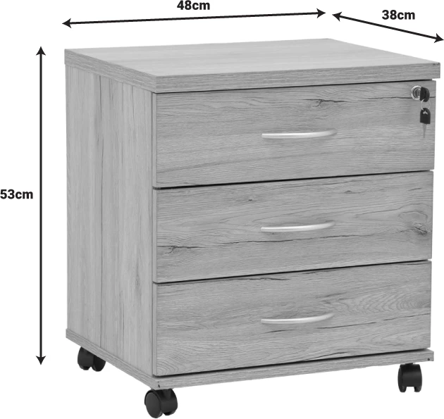 Komodë zyre me rrota, ngjyrë natyrale, Anze, 48x38x53cm