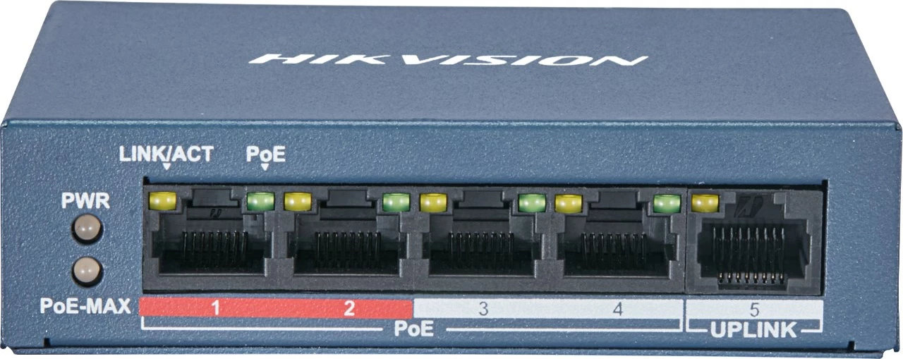 Switch rrjeti Hikvision DS-3E0105P-E/M(B), 5 porta, PoE, Gri