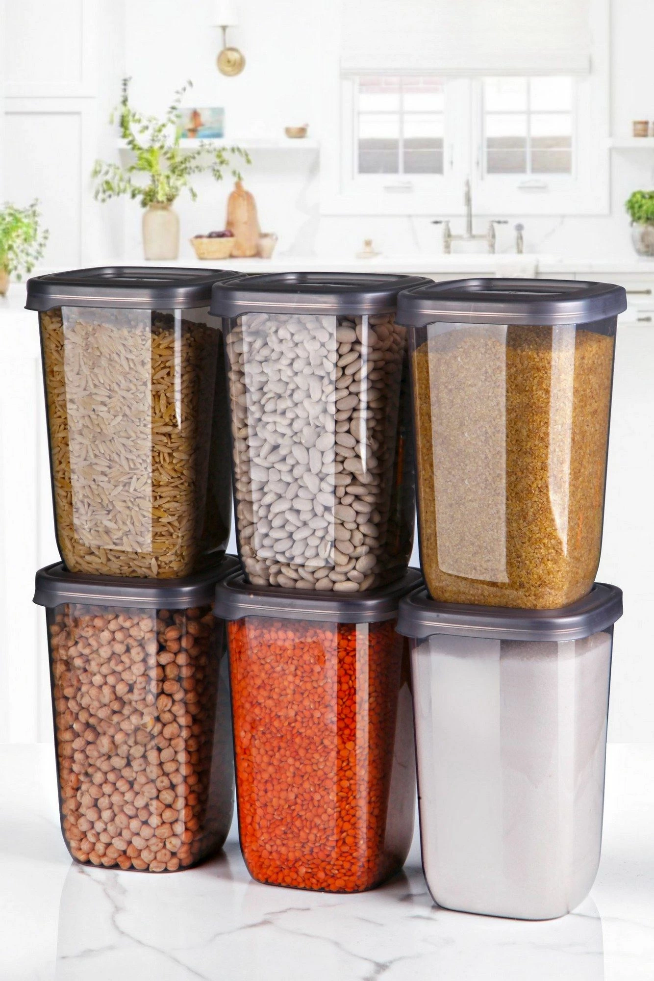 Set kuti plastike për organizim, anthracite, 6 copë, BNMPEGYAR06-2