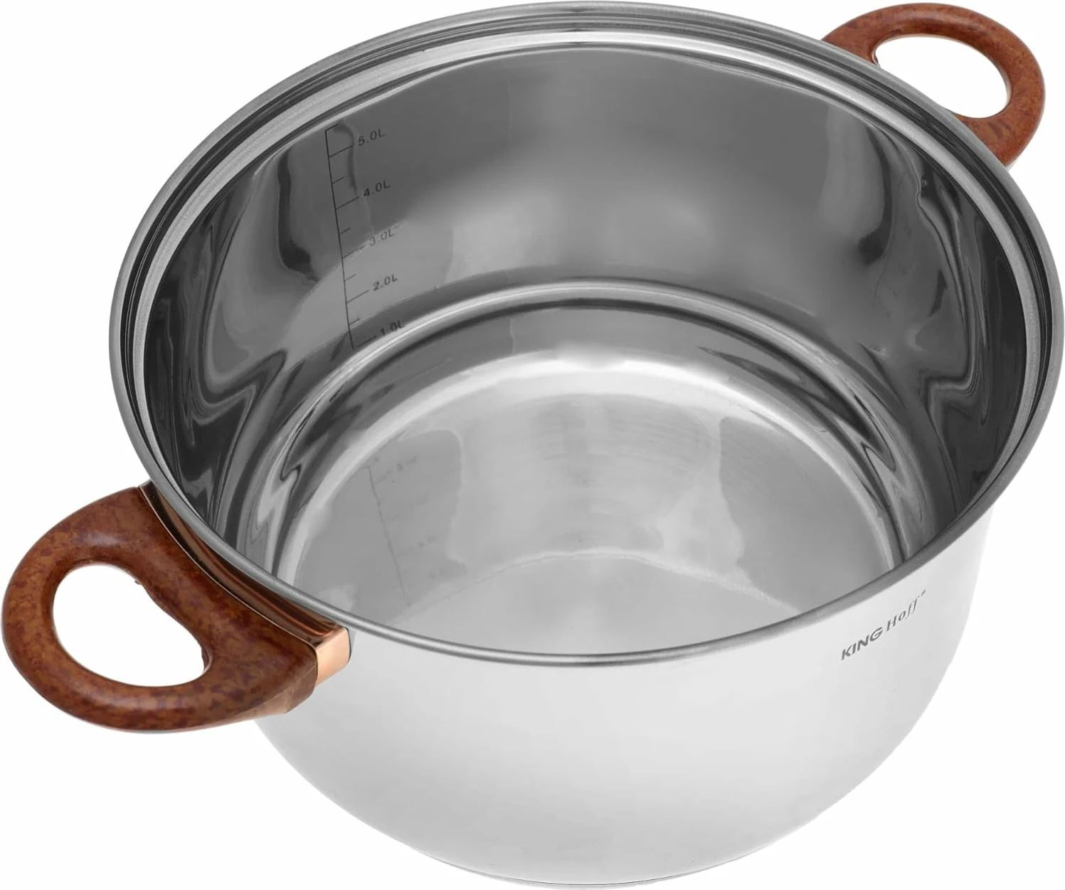 Set tenxheresh dhe tiganësh KingHoff KH 1768, 12 copë, inox, për induksion, imitacion druri, rozë-artë