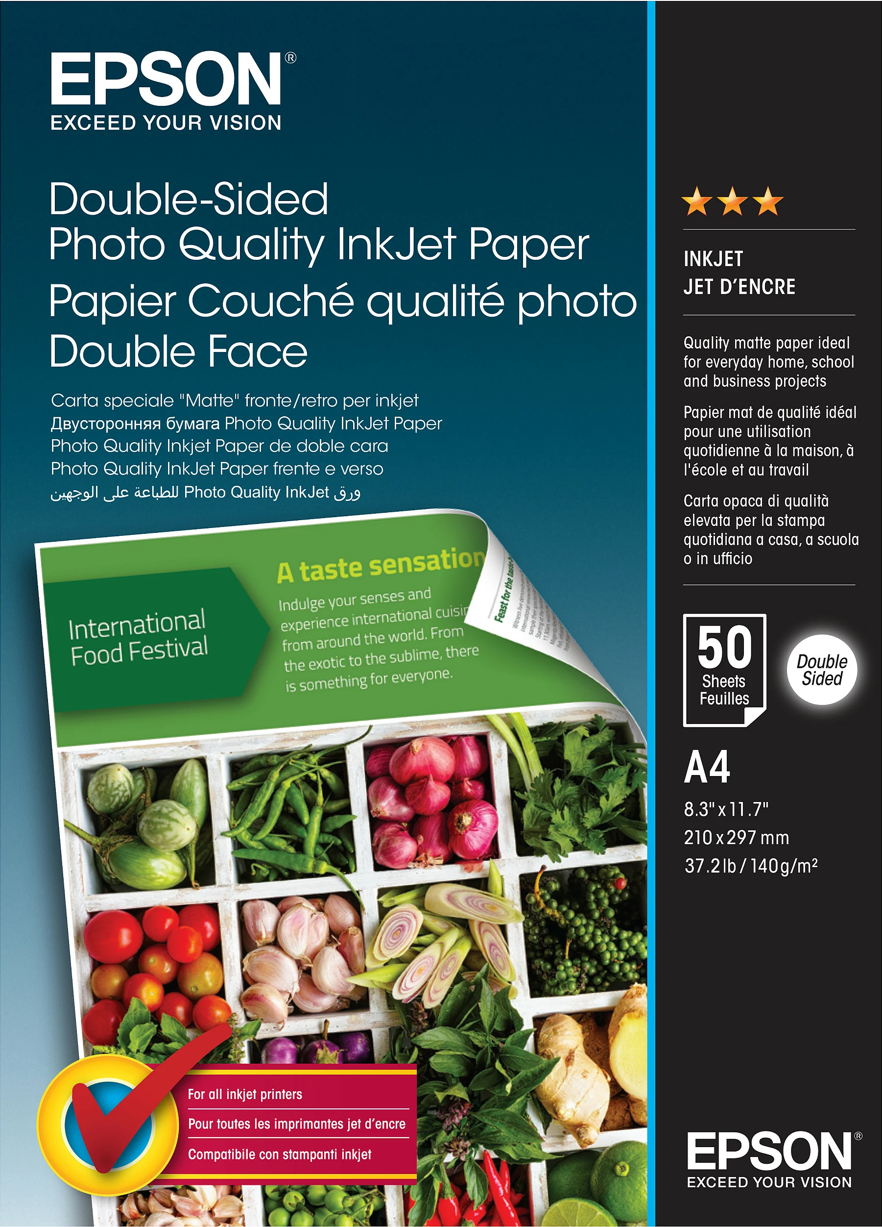 Letër foto Epson Double-Sided A4, matte, 140 g/m², 50 fletë