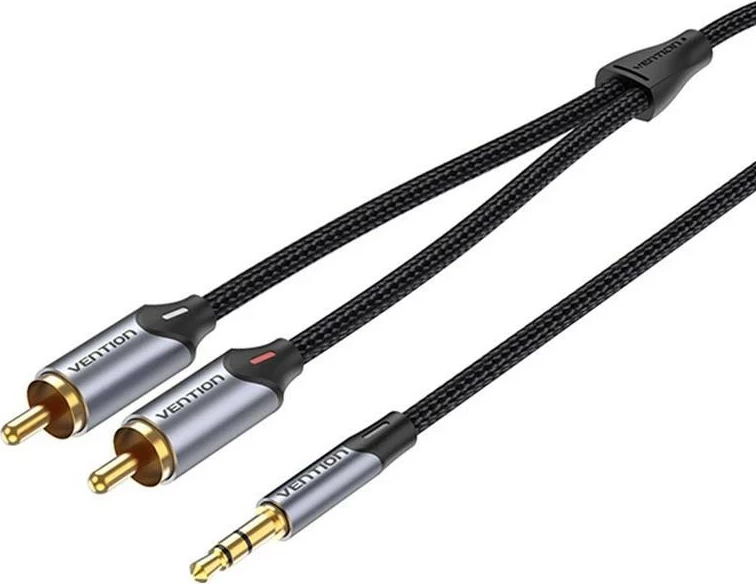Kabllo audio Vention BCN 2 x RCA / miniJack 3.5mm, 3m, e zezë