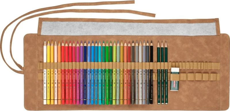 Set lapsa ngjyrash Faber-Castell Polychromos FC-110030, me etui rrotullues, 34 copë, shumëngjyrësh