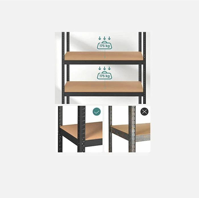 Raft metalik SONGMICS GLR060B01, 5 nivele, 60 x 120 x 200 cm, kapacitet 875 kg, zi