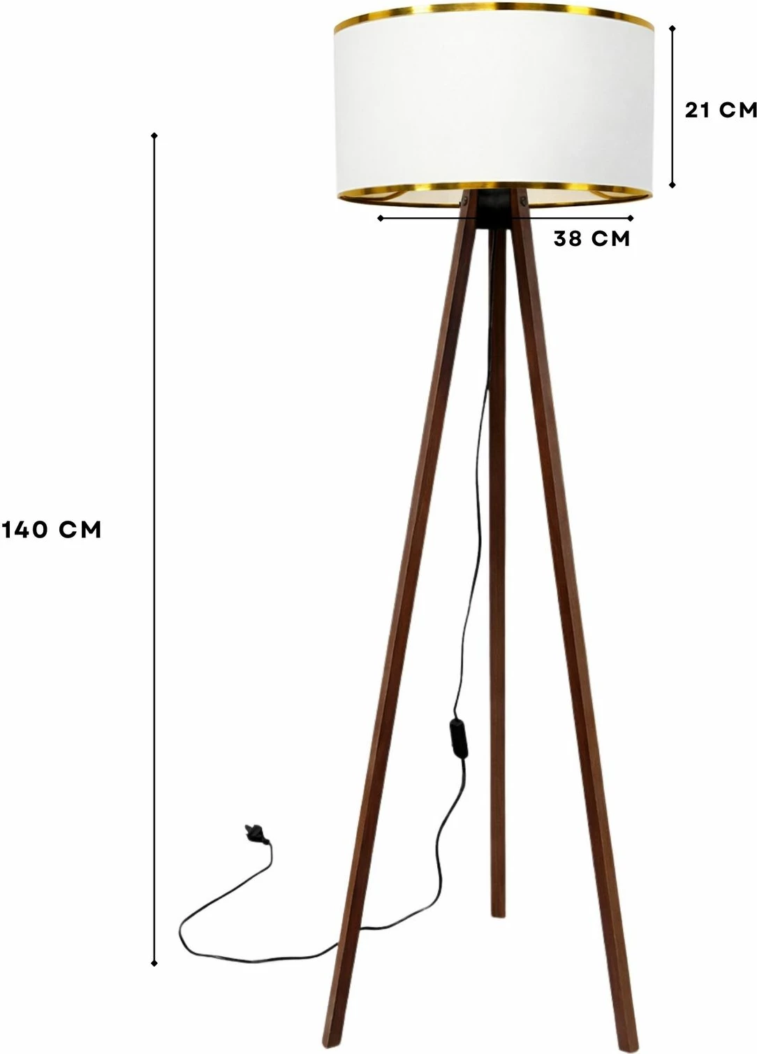 Llambë dyshemeje Opviq, AYD-2984, dru, e bardhë, 140cm