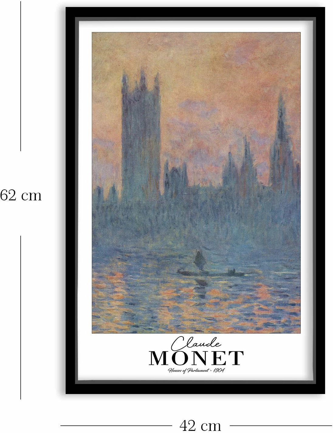 Pikturë dekorative me kornizë, Monet, shumëngjyrëshe, 42x62cm