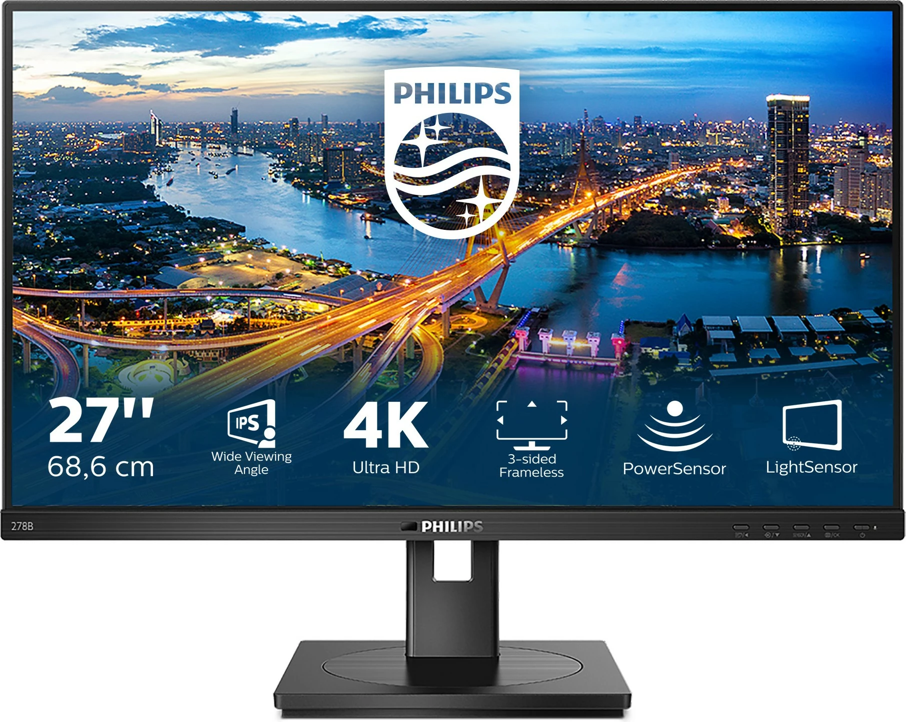 Monitor Philips B Line 278B1/00, 27 inç, 4K Ultra HD, LED, i zi