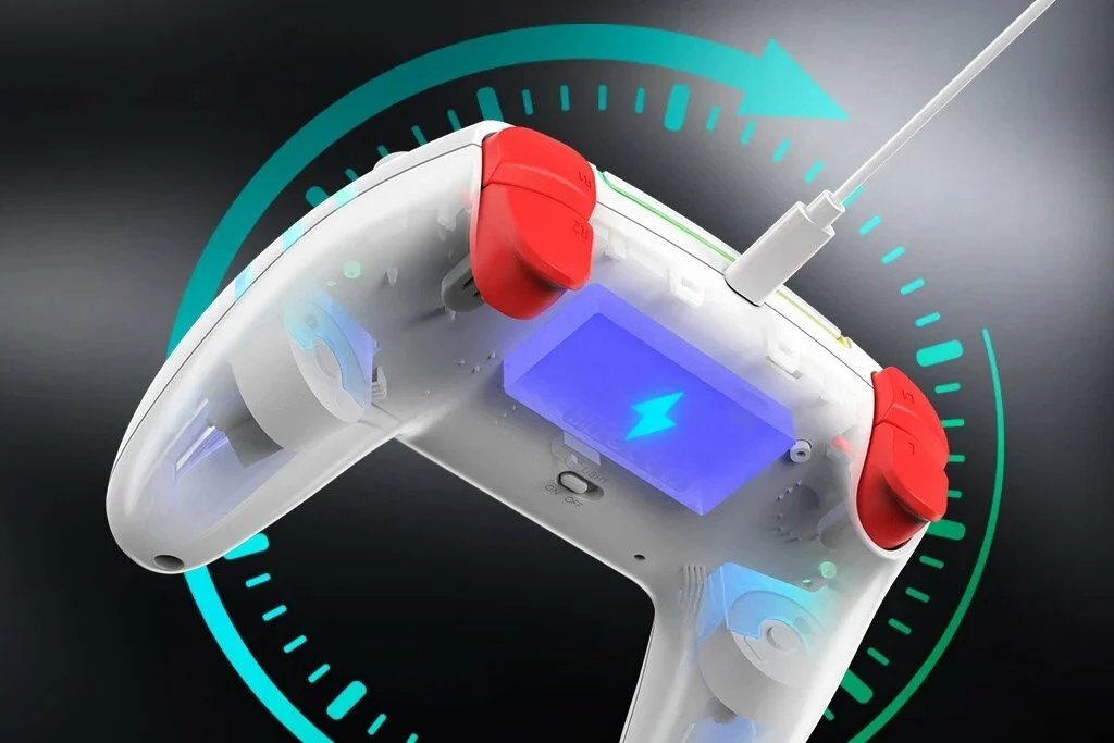 Gamepad Monka Contra GT-96 wireless, Hall Effect, Bluetooth 5.3, USB-C, 1000 mAh, RGB backlight, i bardhë