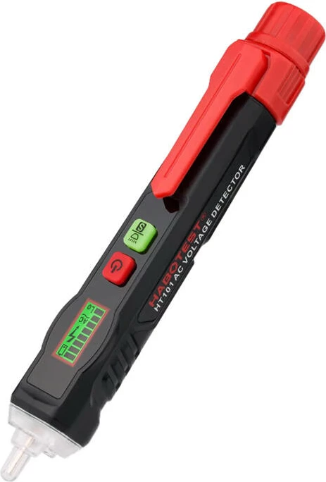 Detektor tensioni pa kontakt Habotest HT101, me ekran LCD, dritë LED, i zi me të kuqe