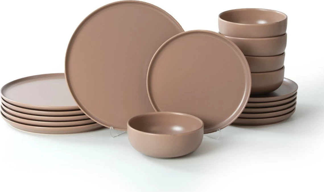 Set enësh për drekë, qeramikë, 18 copë, ngjyrë taupe, Hermia Concept, X0001346800000000000000000