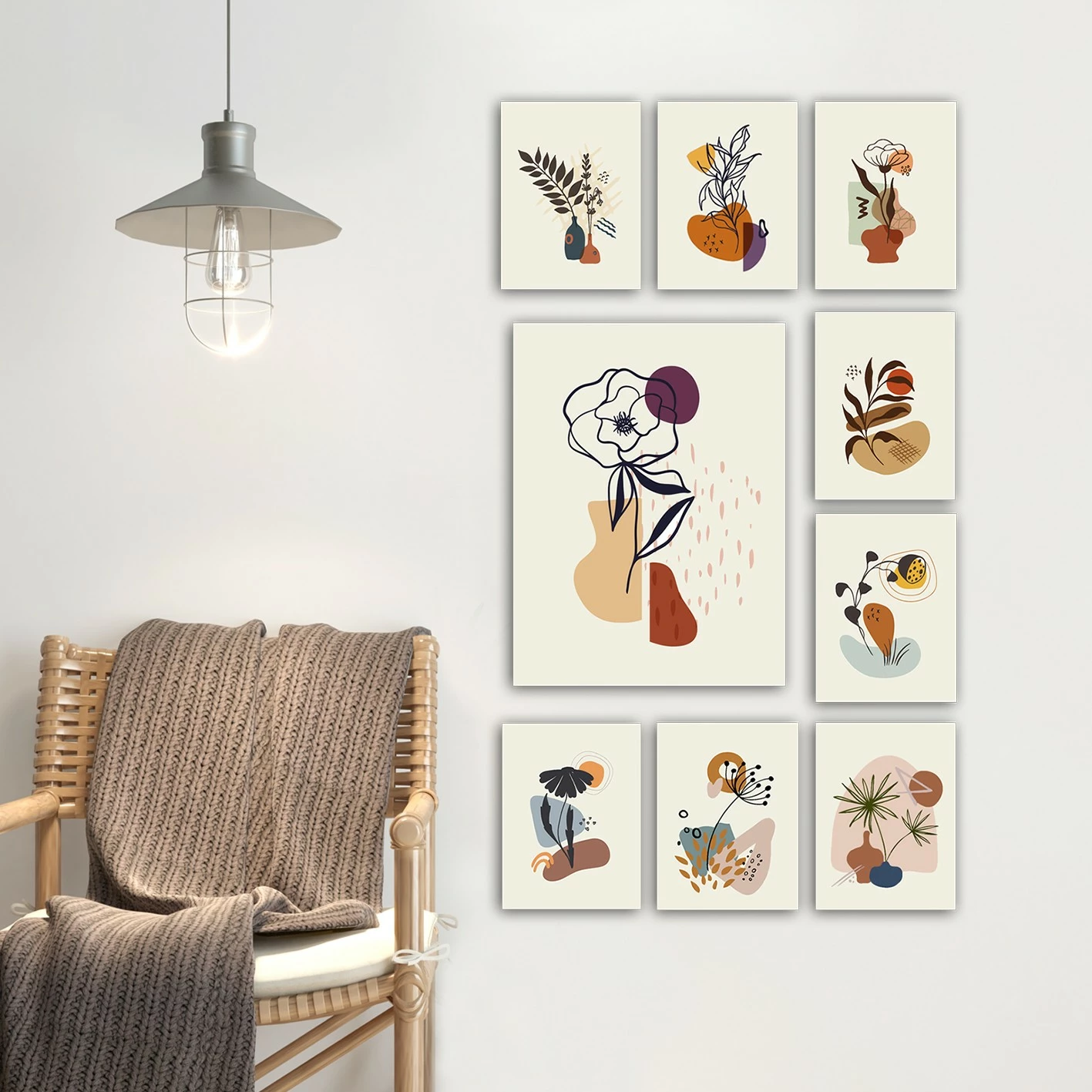 Piktura dekorative MDF, shumëngjyrëshe, set prej 9 copash, 9MDF01YS