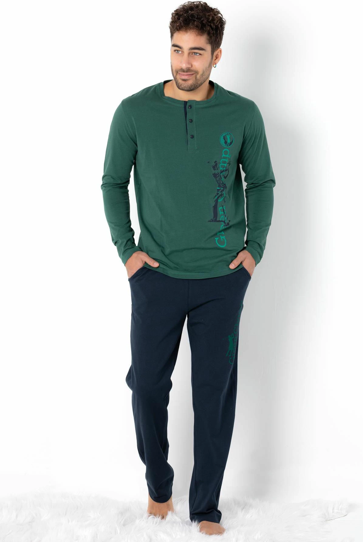 Pizhama për burra, Jumeon, 002-000699, e gjelbër dhe blu e errët