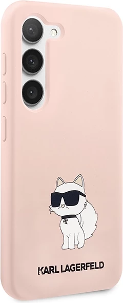 Mbështjellës Karl Lagerfeld Liquid Silicone Ikonik Choupette për Samsung Galaxy S23, Rozë