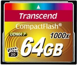 Kartelë memorie Transcend CompactFlash 1000x 64GB, MLC, 160MB/s, e zezë