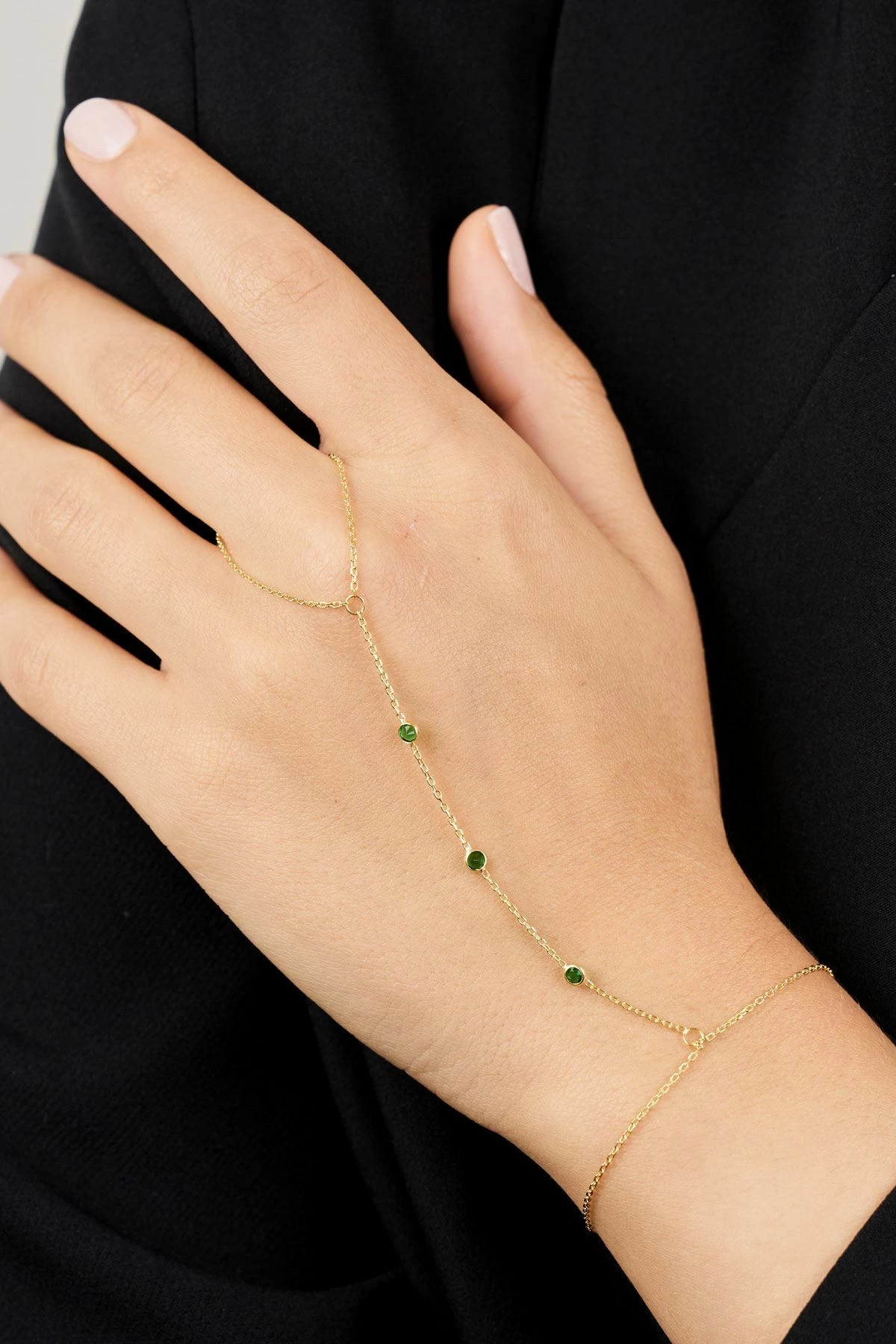 Zinxhir dore argjendi me gurë jeshil, Elika Silver, TFNY65207Yesil