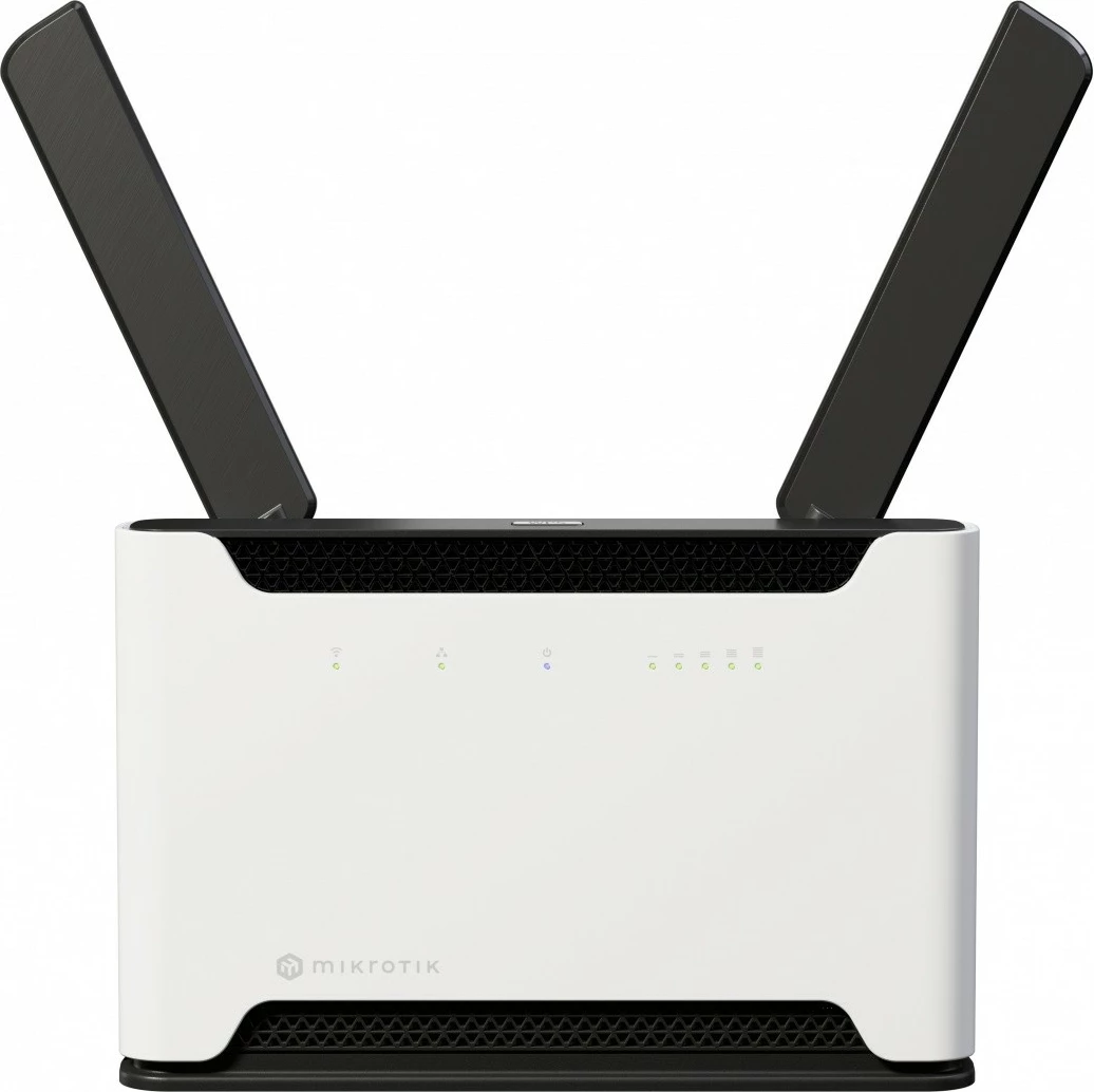 Router MikroTik Chateau 5G ax R17 S53UG+5HaxD2HaxD-TC&RG650E-EU, Wi‑Fi 6 dual‑band 2.4/5 GHz, modem 5G Release 17, 2.5G LAN + 4x Gigabit, 6 antena, eSIM/microSIM, bardh e zi
