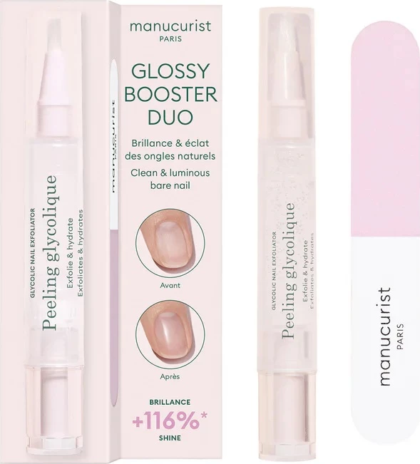 Set për kujdesin e thonjve Manucurist Glossy Booster Duo për femra, 2 copë