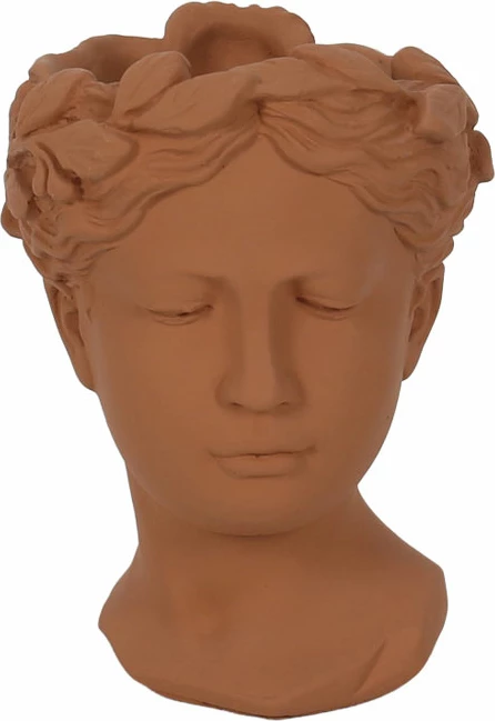 Vazo dekorative CEM, ngjyrë terrakote, 15.5x14.5x21.5cm, çimento