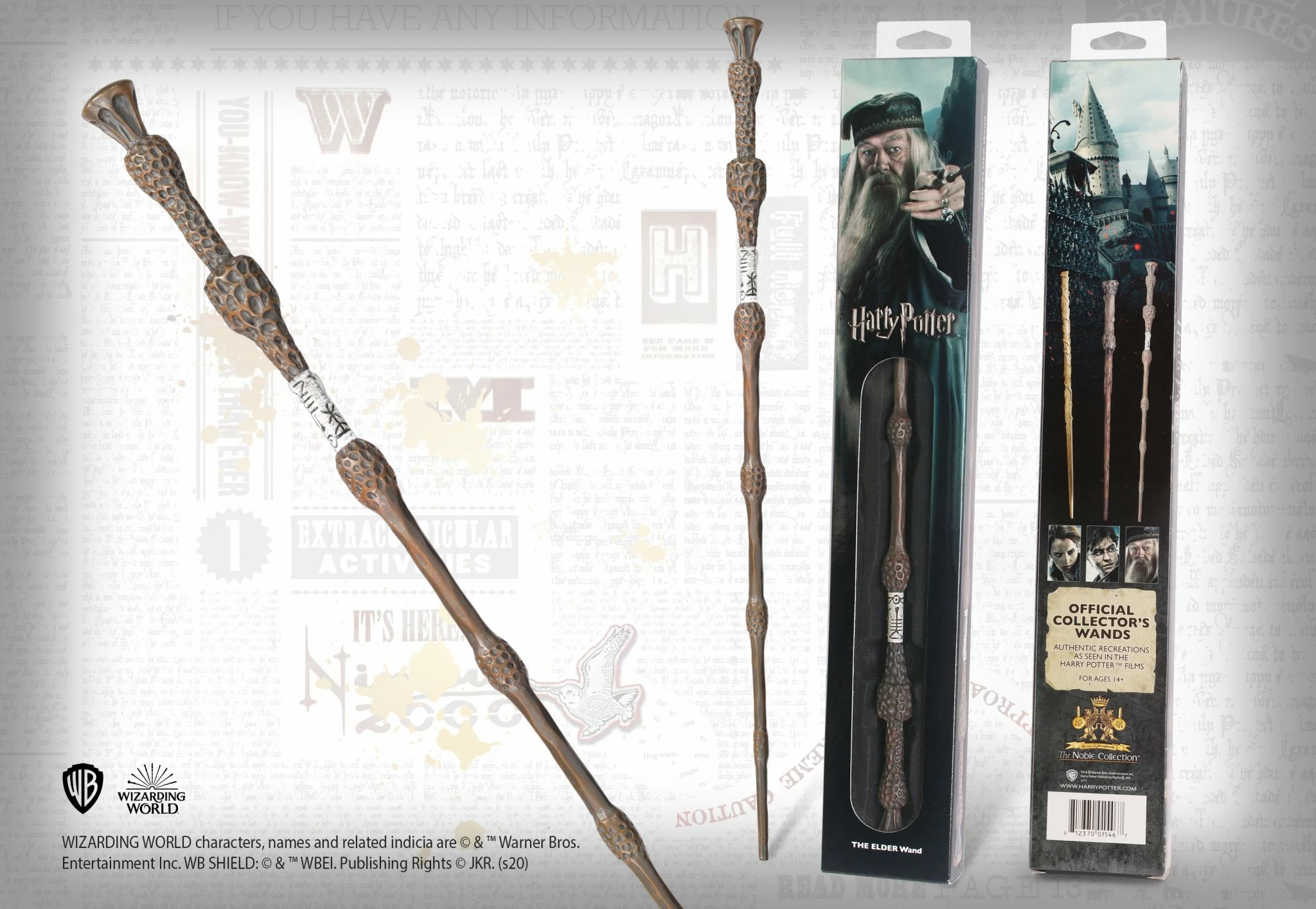 Shkop magjik Noble Collection Harry Potter Professor Dumbledore 40 cm, kafe, me kuti standarde me dritare