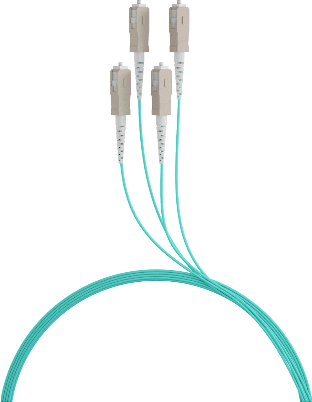Kabllo fibër optike EFB Elektronik O8301S20OM3, OM3 multimode, 20 m, 4x SC-4x SC, LSZH, Aqua/Bezhë/Zi
