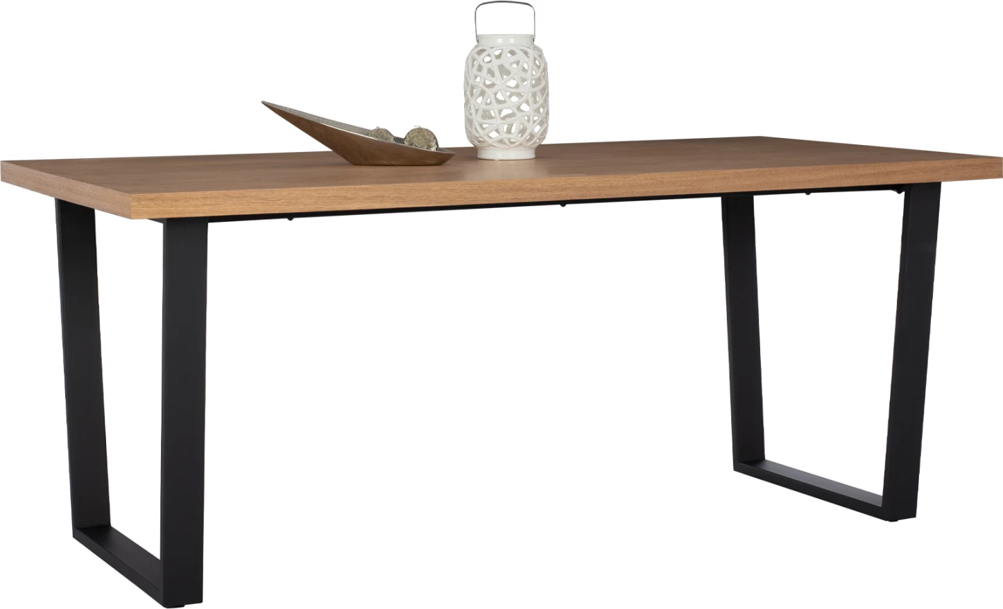 Tavolinë ngrënieje ASTORIA FH9012, sipërfaqe MDF, dru lisi, këmbë metali, stil rustik, 180x90x75H