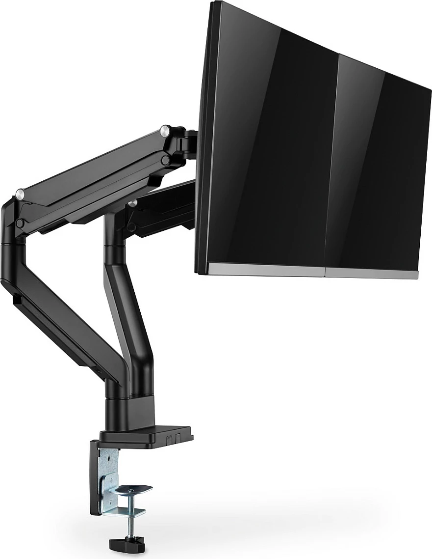 Mbajtës dy monitorësh Digitus Universal Dual me gas spring, VESA 75/100, 15"-32", deri 9 kg, clamp, i zi