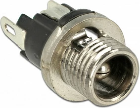 Konektor DC femër DeLOCK 89911, bulkhead 5.5 x 2.5 mm, nikel/zezë