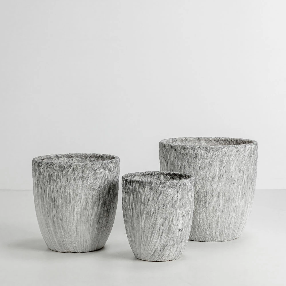 Set vazo VINSON, 3 copë, qeramikë, gri-bardhë, 30x30x31 cm