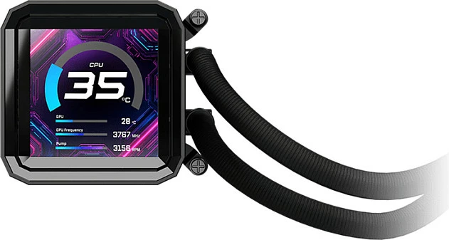 Ftohës i lëngshëm AIO ASRock Phantom Gaming 360 LCD, 3x120mm PWM, ekran IPS 3.4", i zi