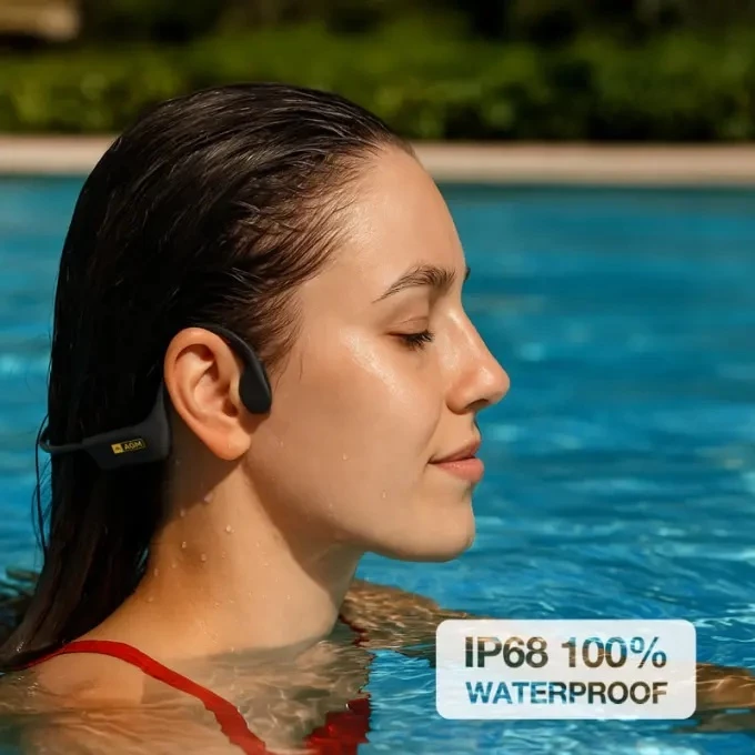 Kufje AGM Motion Buds 2, Bluetooth 5.4, transmetim kockor (open-ear), IP68, bateri deri 15 orë, të zeza