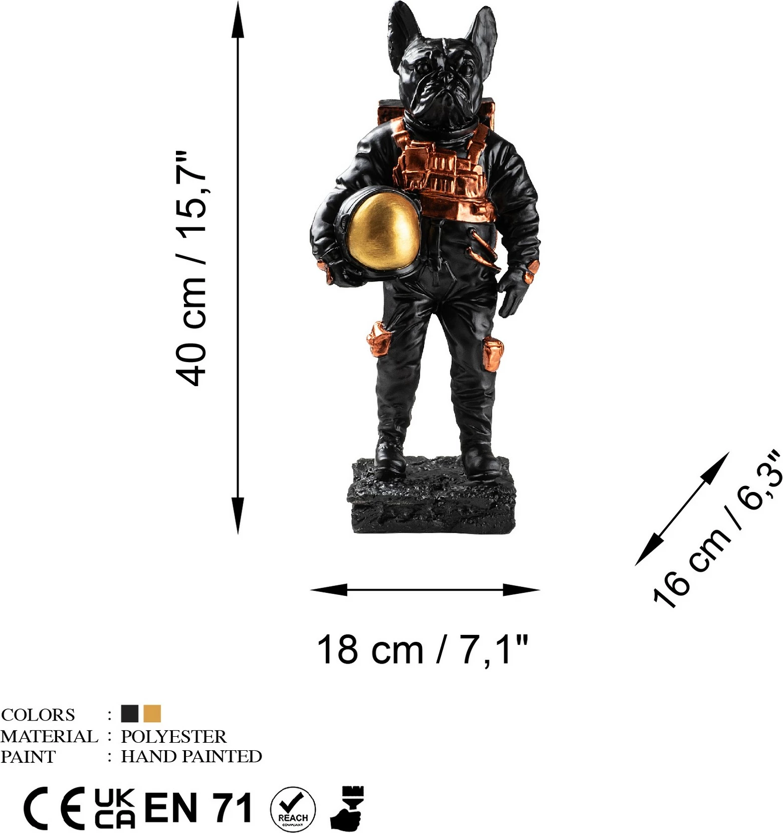 Objekt dekorativ Aberto Design, qen astronaut, shumëngjyrësh
