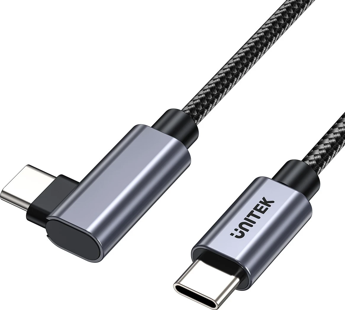 Kabull Unitek USB-C këndor 90° PD100W 3m, ngjyrë zi-hiri