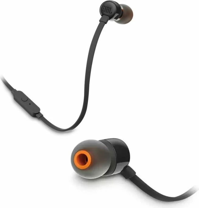 Kufje in-ear JBL Tune 110 (JBLT110BLK), me mikrofon, 3.5 mm, kabllo e sheshtë, të zeza
