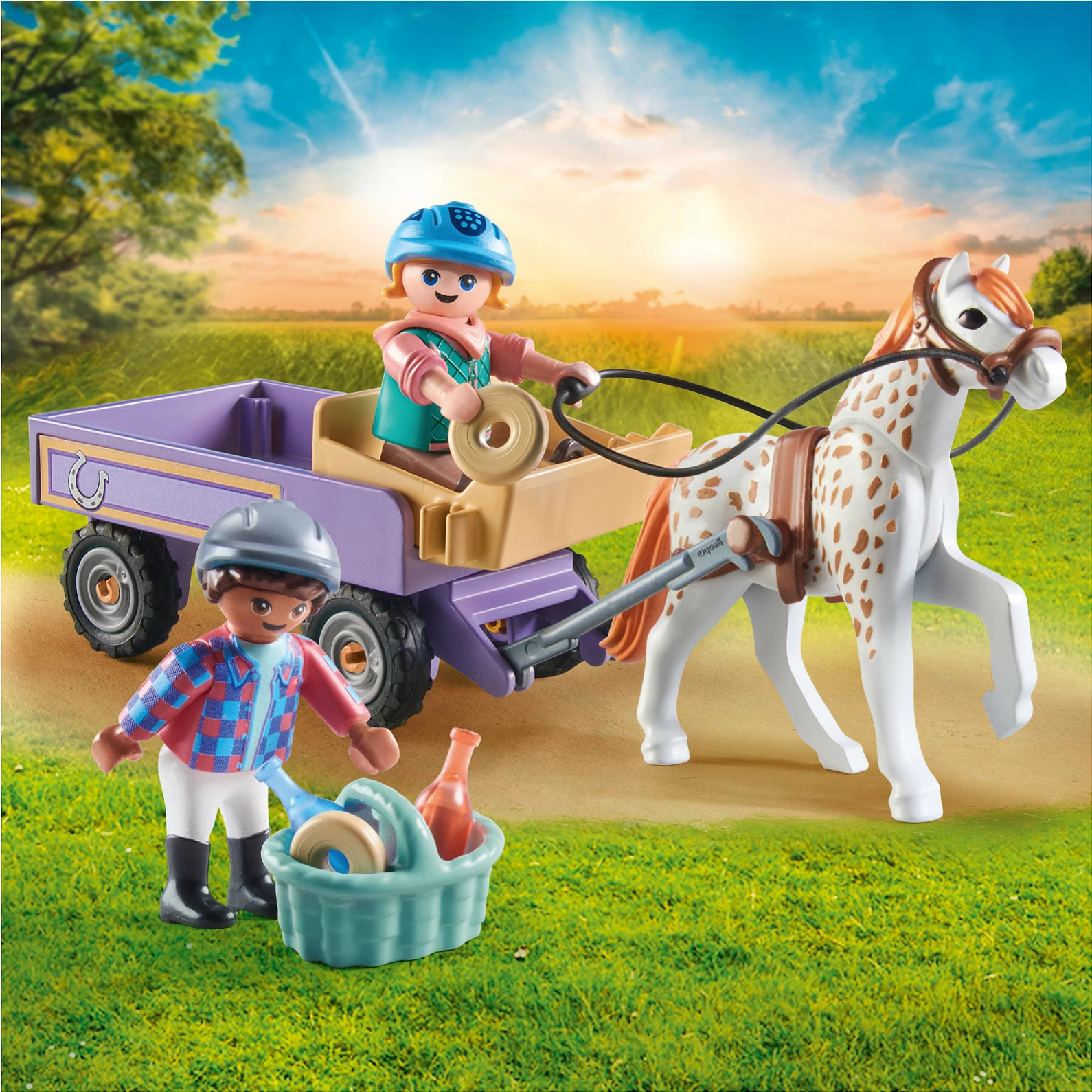 Set lodrash Playmobil Horses of Waterfall 71496, karrocë me kalë (pony), 33 pjesë, multicolor