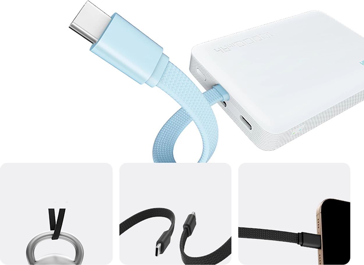 Power bank magnetik Cuktech CP132ML 10000 mAh 22.5 W PD, kabllo USB-C e integrume, i bardhë