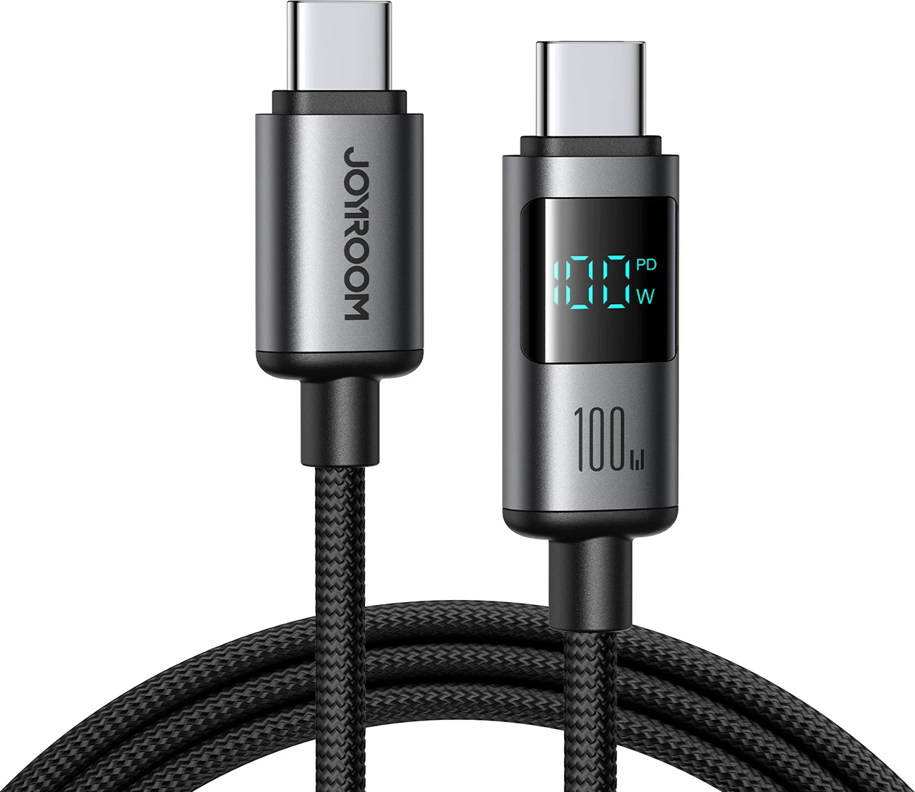Kabllo USB-C në USB-C Joyroom S-A16 Pro Prism Series, 1.2m, 100W, me ekran digjital, e zezë