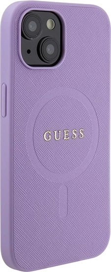 Mbështjellës Guess Saffiano MagSafe për iPhone 15 Plus, vjollcë