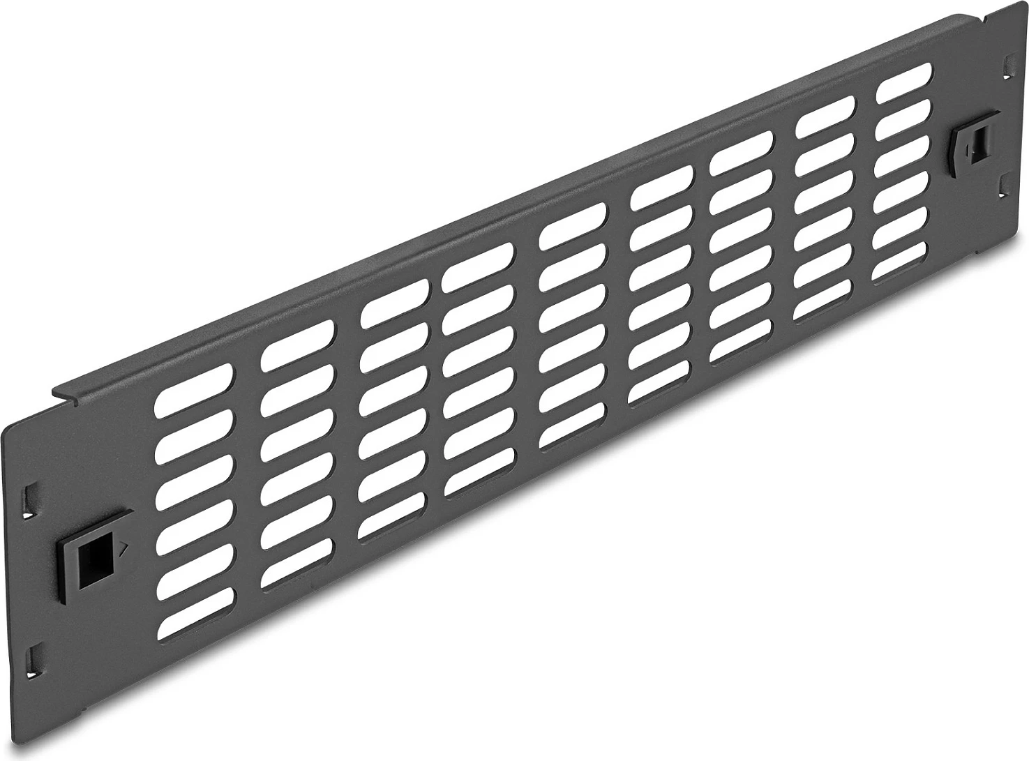 Panel i verbër i ventiluar DeLOCK 19" 2U, montim pa vegla, metal, i zi