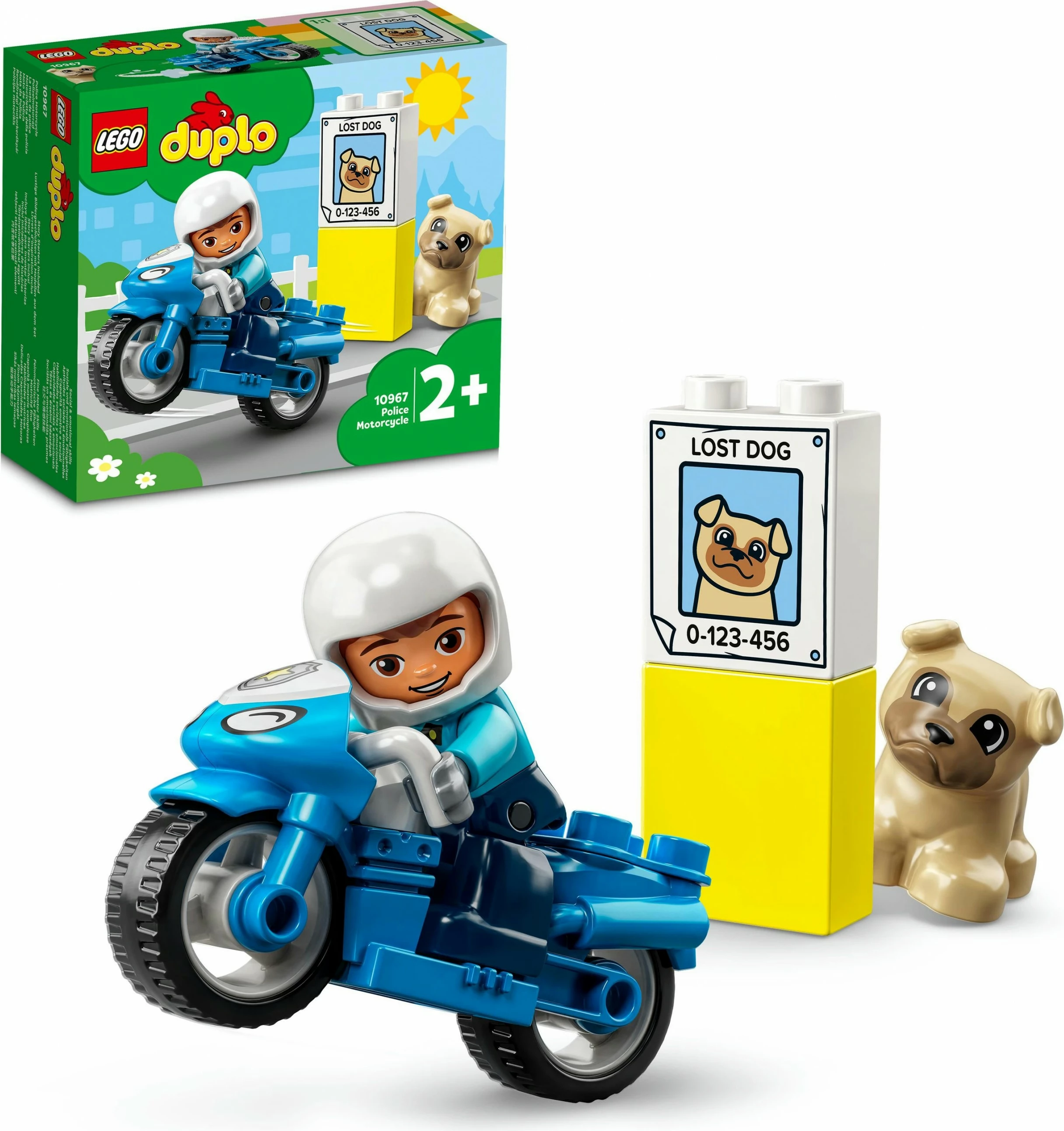 Set ndërtimi LEGO DUPLO Police Motorcycle, 5 pjesë, plastikë, shumëngjyrësh
