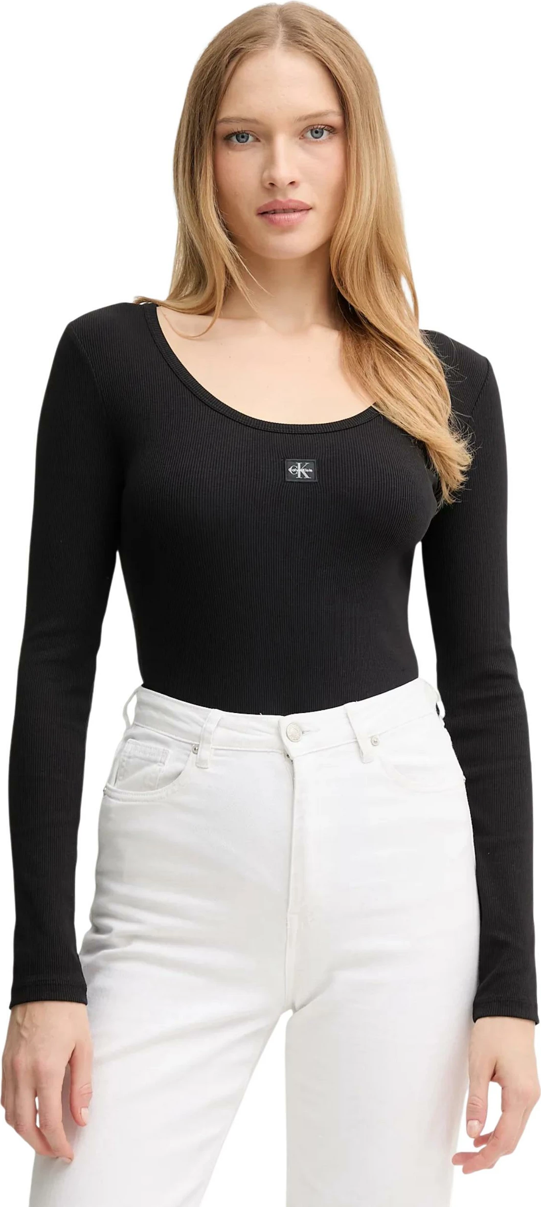 Maicë me mëngë të gjata për femra Calvin Klein Jeans LV047D218G, e zezë [Madhësia: S]